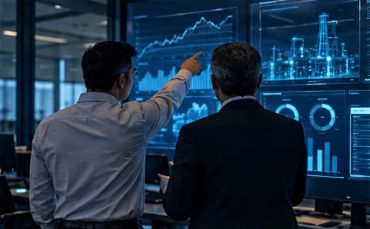 Engineers reviewing well data hero image